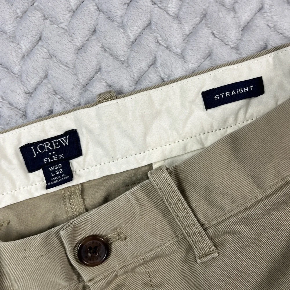 J. Crew Straight Fit Flex Chino‎ Pants Men's 30x32 Beige Cotton H3186